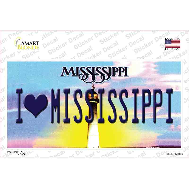 I Love Mississippi Novelty Sticker Decal Small