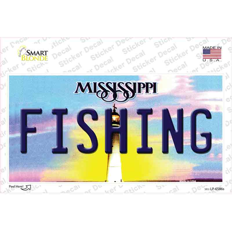 Fishing Mississippi Novelty Sticker Decal Small