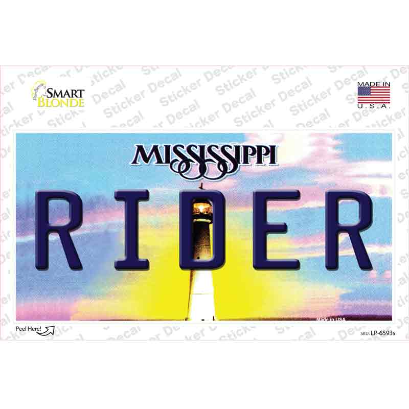 Rider Mississippi Novelty Sticker Decal Small