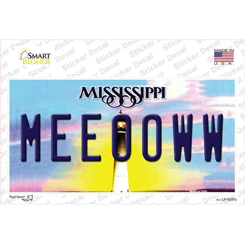 Meeooww Mississippi Novelty Sticker Decal Small