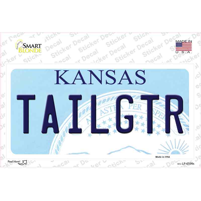 Tailgtr Kansas Novelty Sticker Decal Small