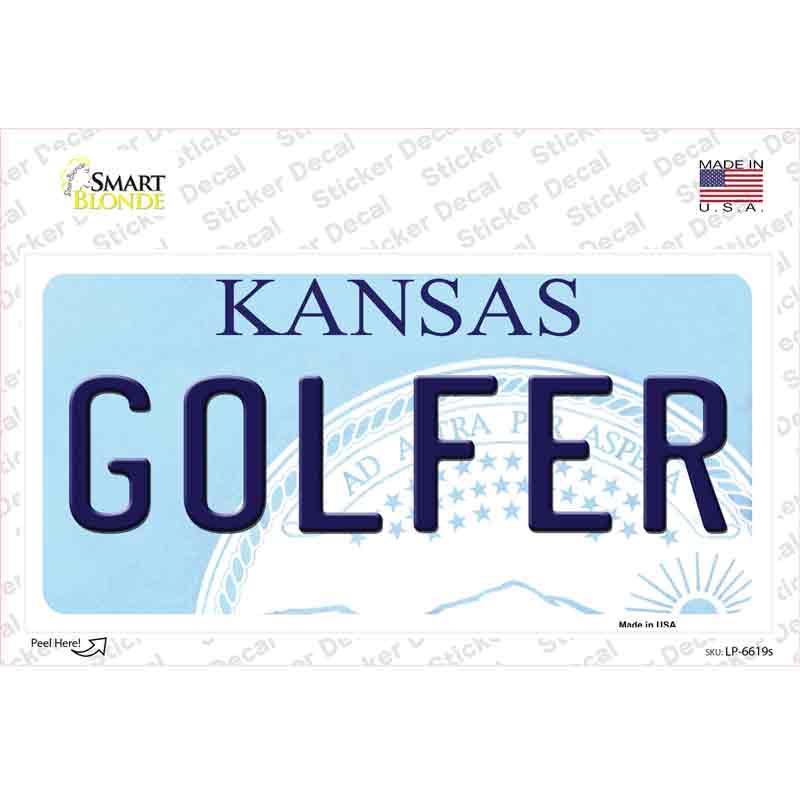 Golfer Kansas Novelty Sticker Decal Small