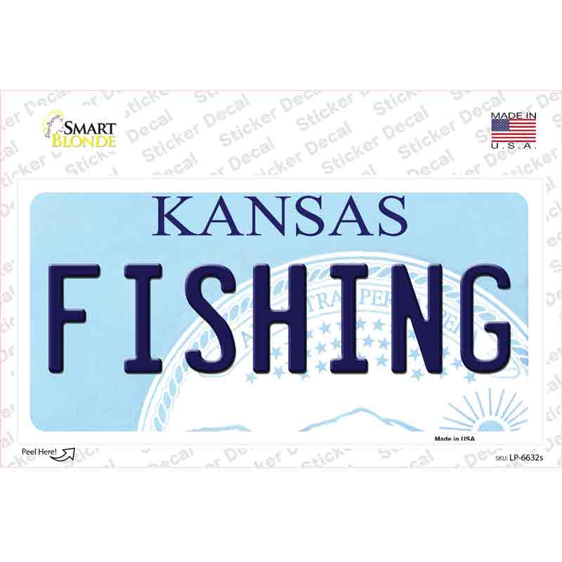 Fishing Kansas Novelty Sticker Decal Small