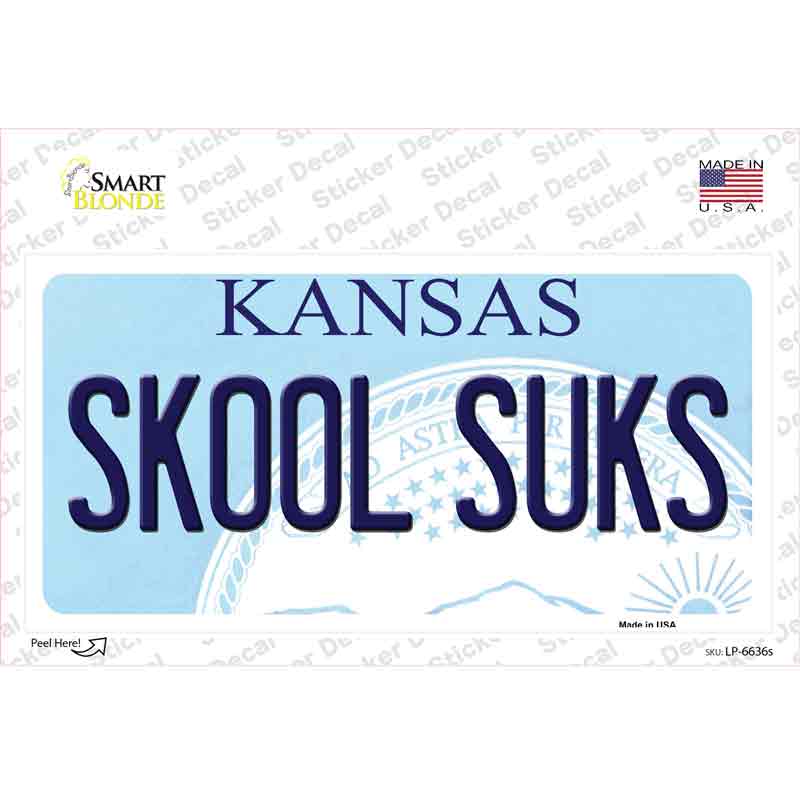 Skool Suks Kansas Novelty Sticker Decal Small