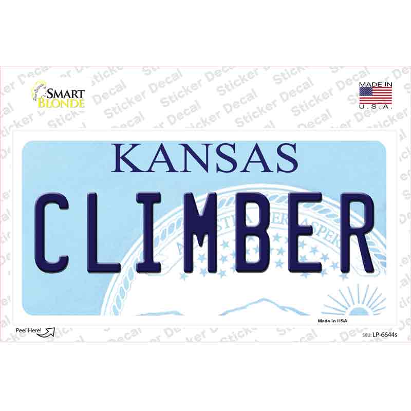 Climber Kansas Novelty Sticker Decal Small