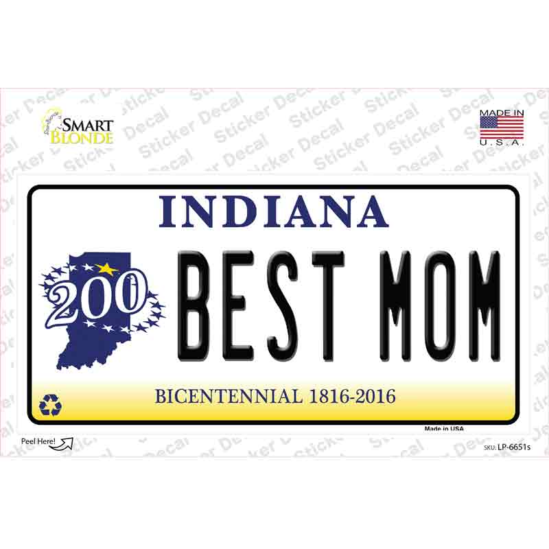 Best Mom Indiana Novelty Sticker Decal Small