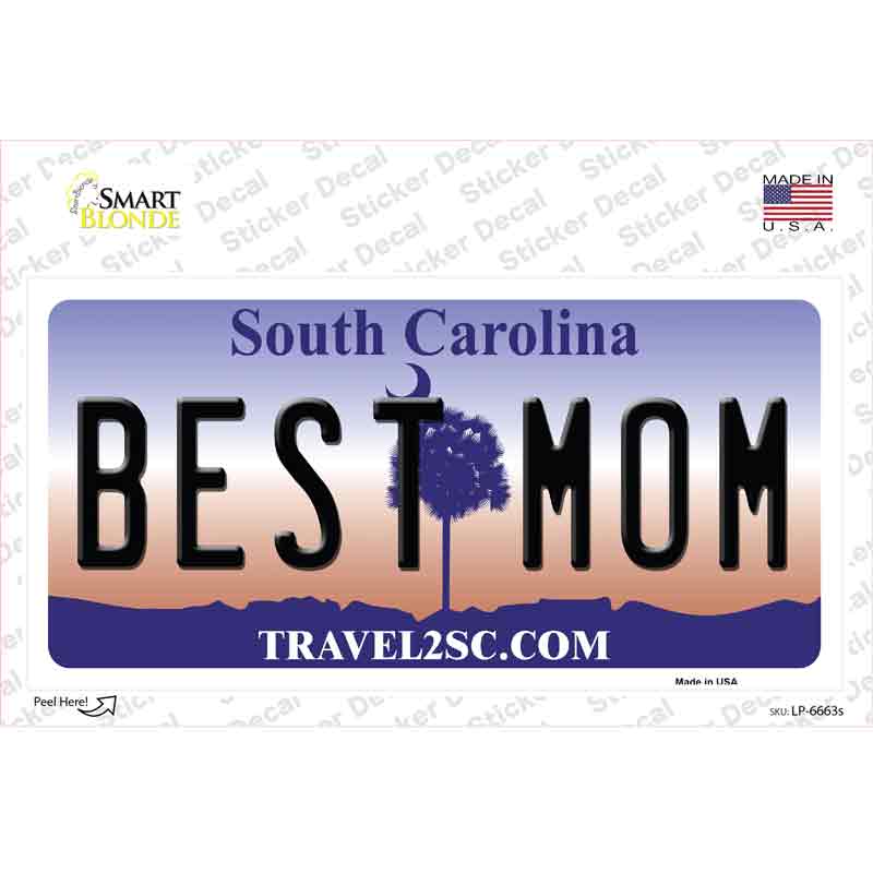 Best Mom South Carolina Novelty Sticker Decal Small