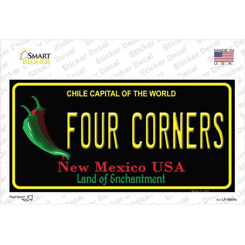 Four Corners Black New Mexico Novelty Sticker Decal Small