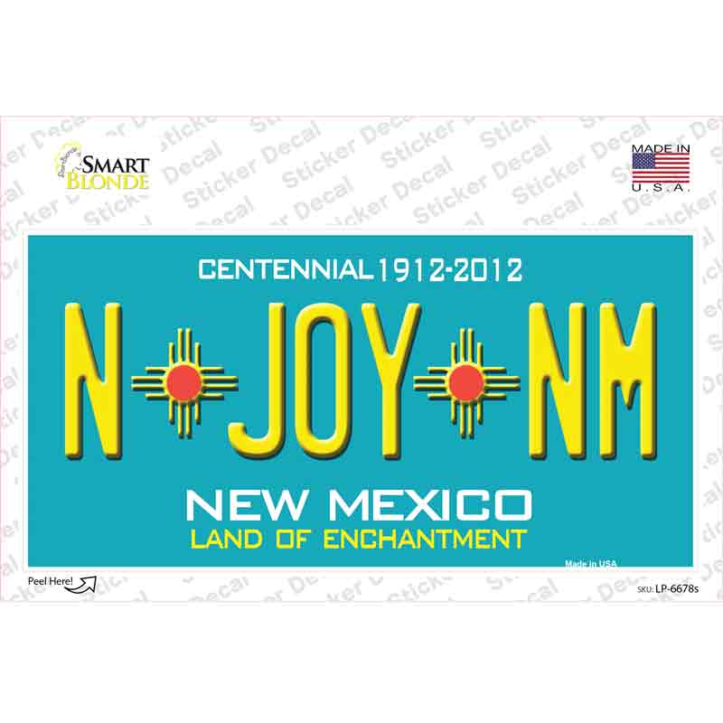 N Joy NM New Mexico Novelty Sticker Decal Small