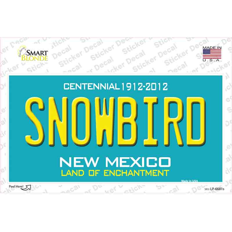 Snowbird New Mexico Novelty Sticker Decal Small