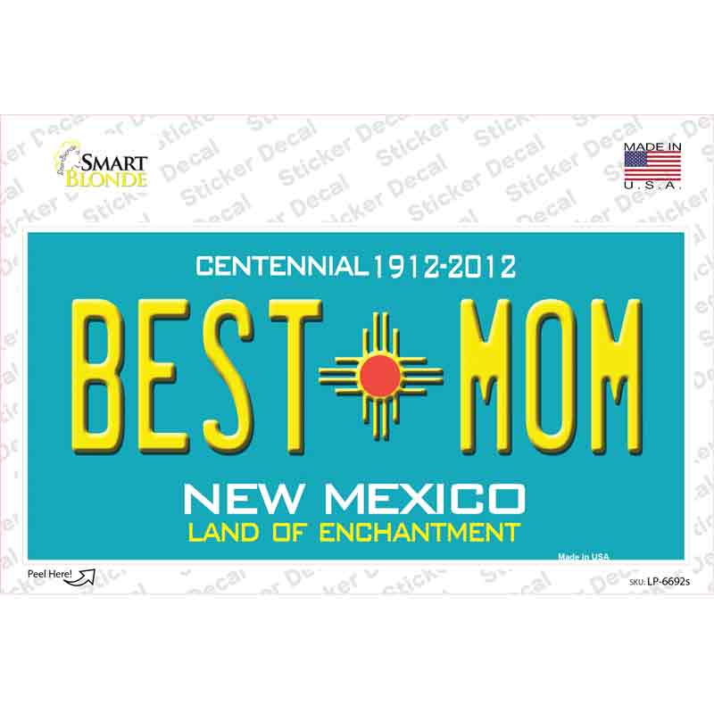 Best Mom Teal New Mexico Novelty Sticker Decal