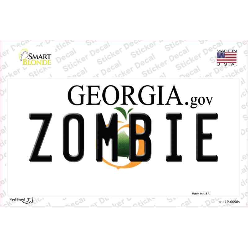 Zombie Georgia Novelty Sticker Decal Small