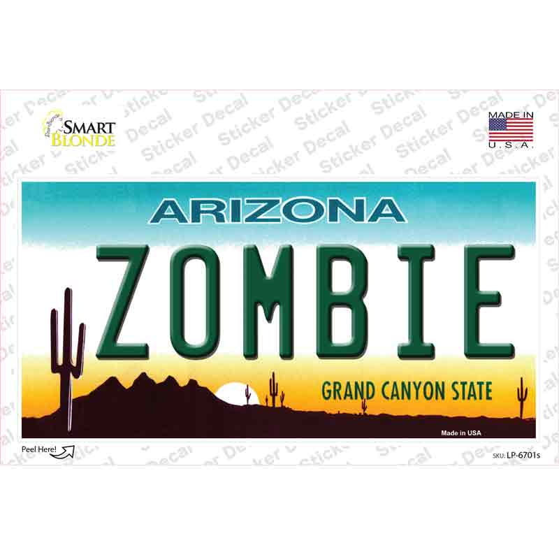 Zombie Arizona Novelty Sticker Decal Small