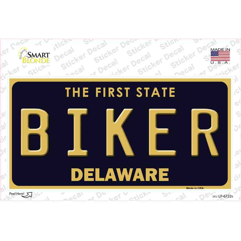 Biker Delaware Novelty Sticker Decal Small