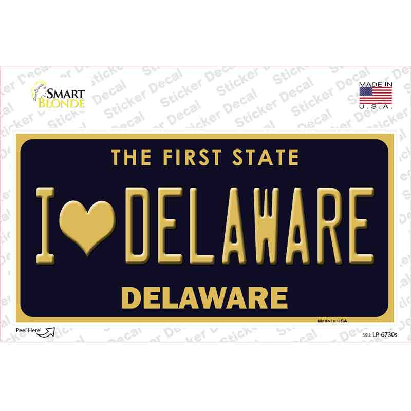 I Love Delaware Novelty Sticker Decal Small