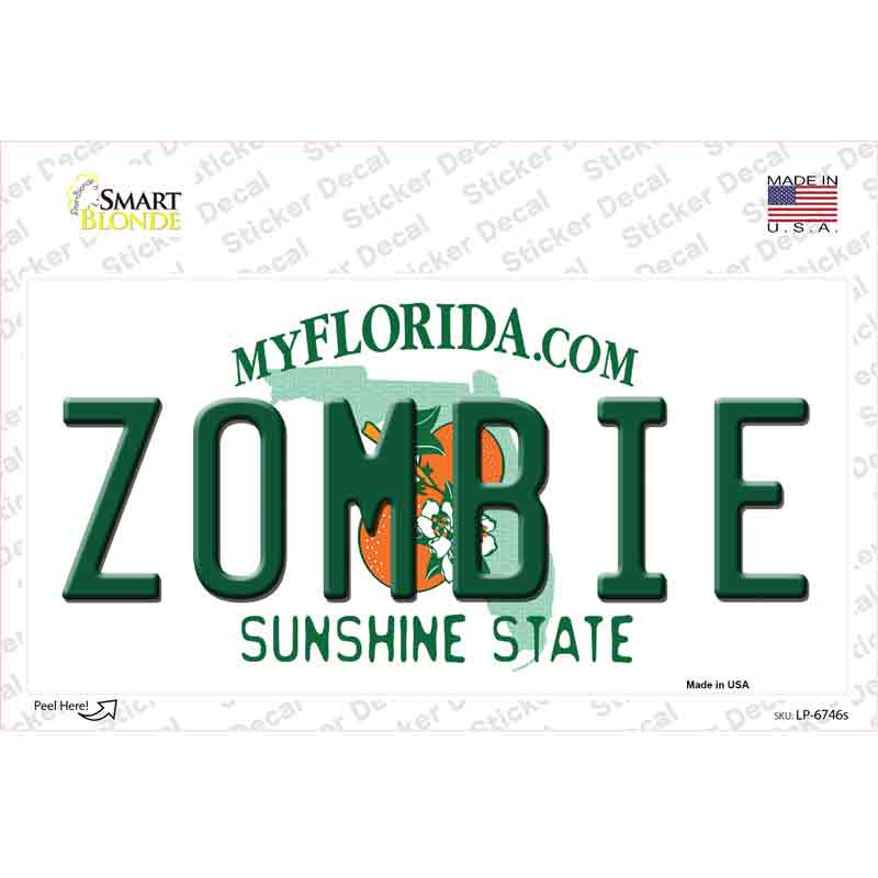 Zombie Florida Novelty Sticker Decal Small