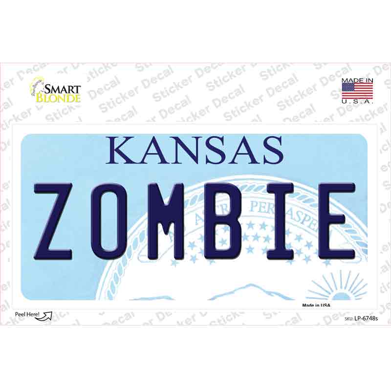 Zombie Kansas Novelty Sticker Decal Small