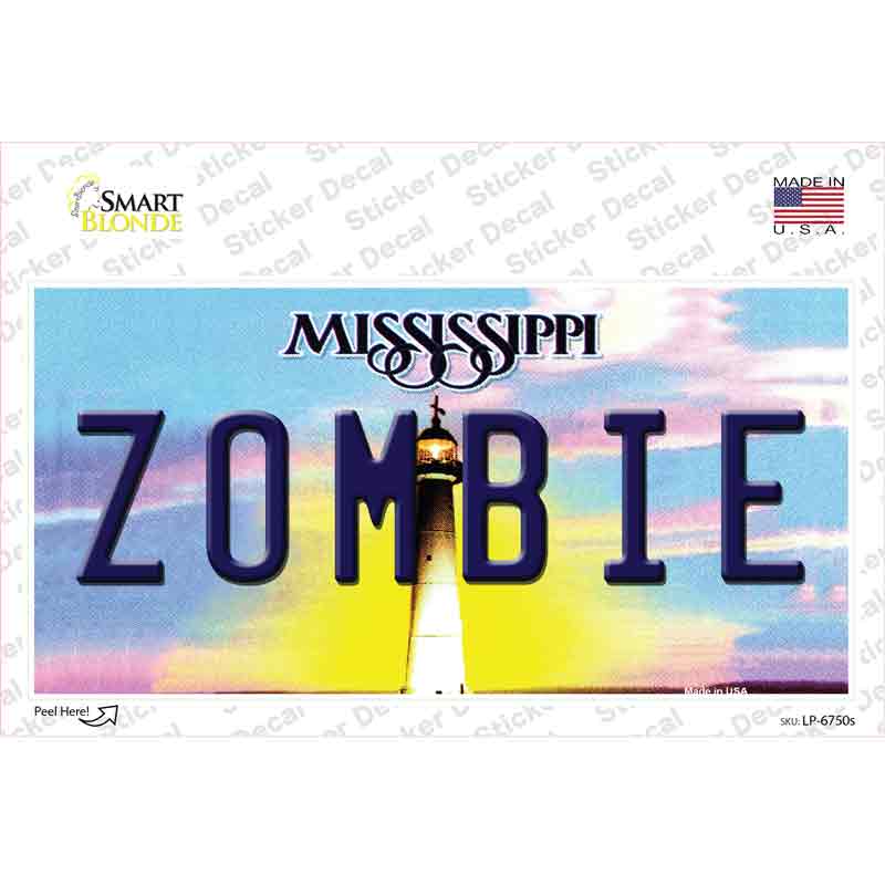 Zombie Mississippi Novelty Sticker Decal Small