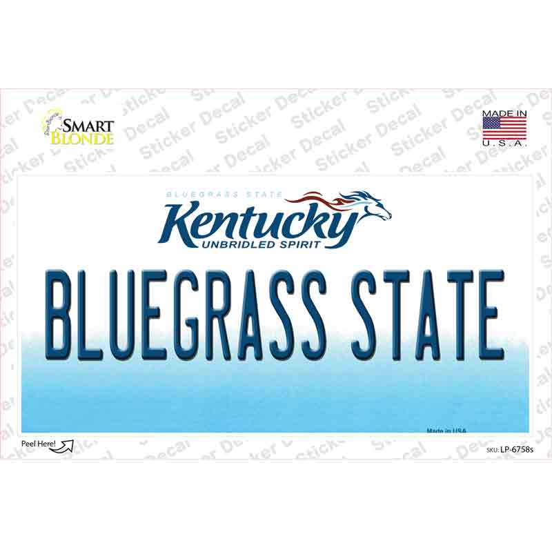 Bluegrass State Kentucky Novelty Sticker Decal Small