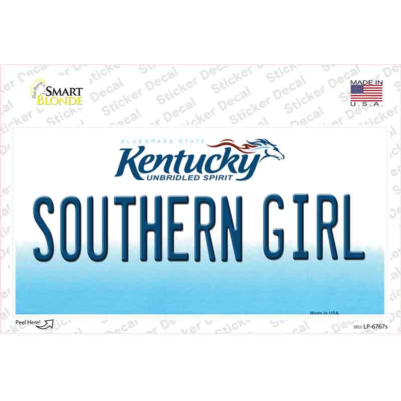 Southern Girl Kentucky Novelty Sticker Decal Small