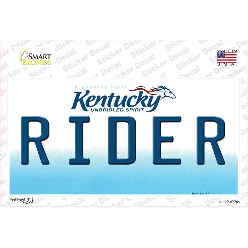 Rider Kentucky Novelty Sticker Decal Small