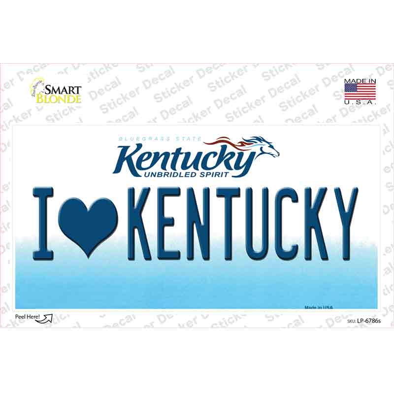 I Love Kentucky Novelty Sticker Decal Small