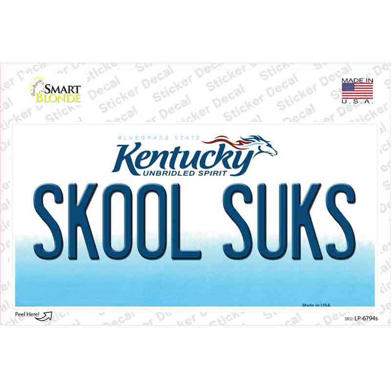 Skool Suks Kentucky Novelty Sticker Decal Small