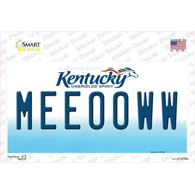 Meeooww Kentucky Novelty Sticker Decal Small