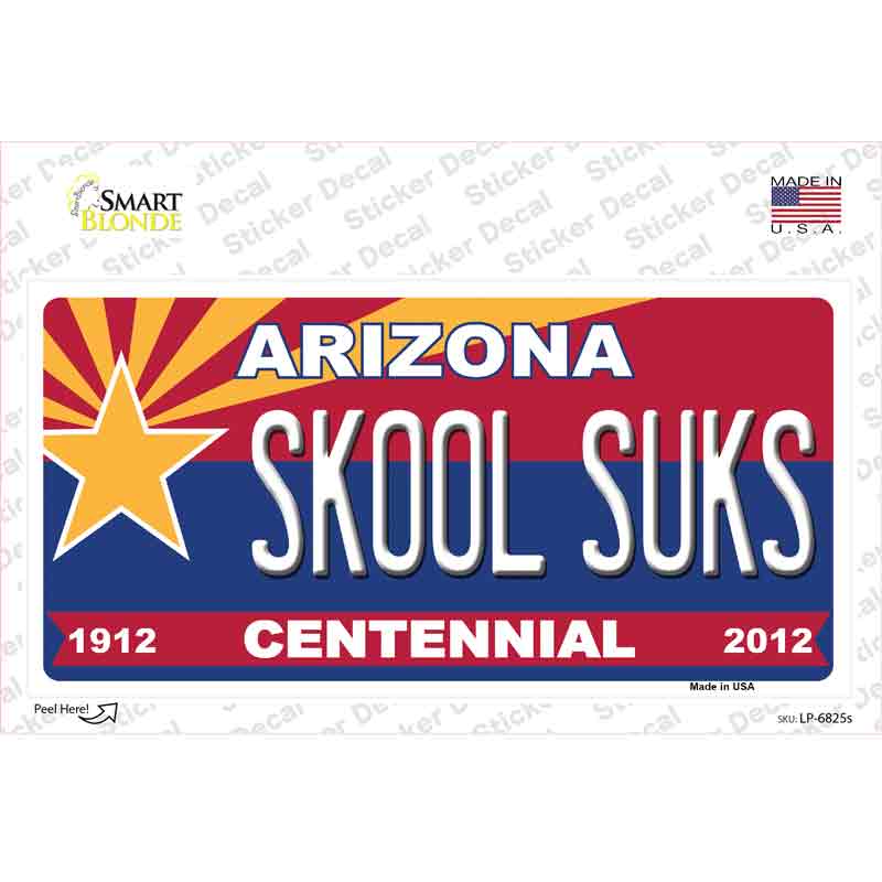 Arizona Centennial Skool Suks Novelty Sticker Decal Small