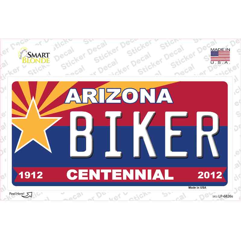 Arizona Centennial Biker Novelty Sticker Decal Small