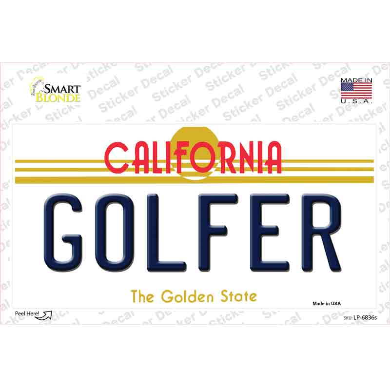 Golfer California Novelty Sticker Decal Small