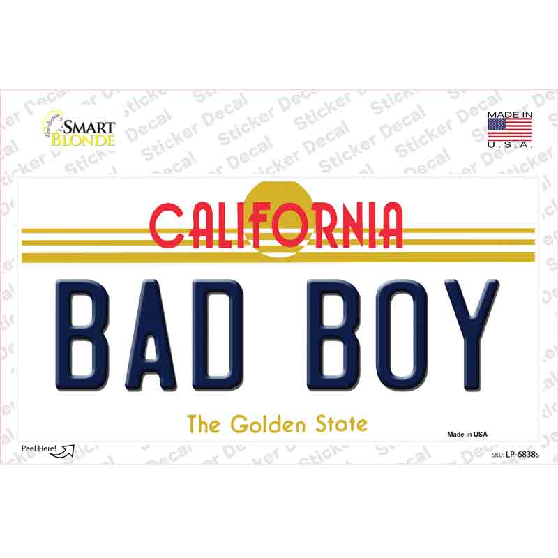 Bad Boy California Novelty Sticker Decal Small