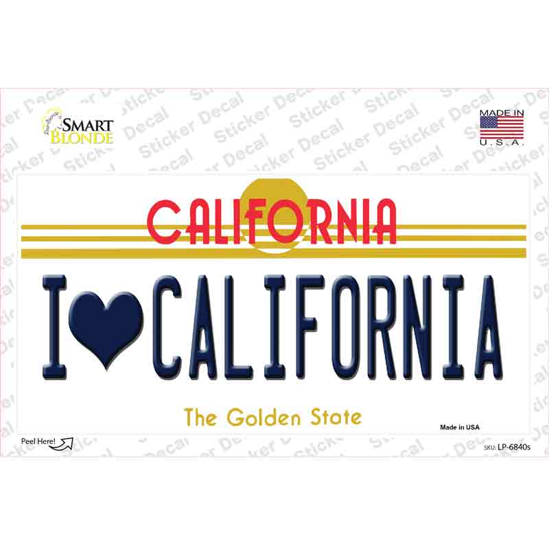 I Love California Novelty Sticker Decal Small