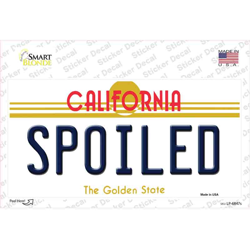 Spoiled California Novelty Sticker Decal Small