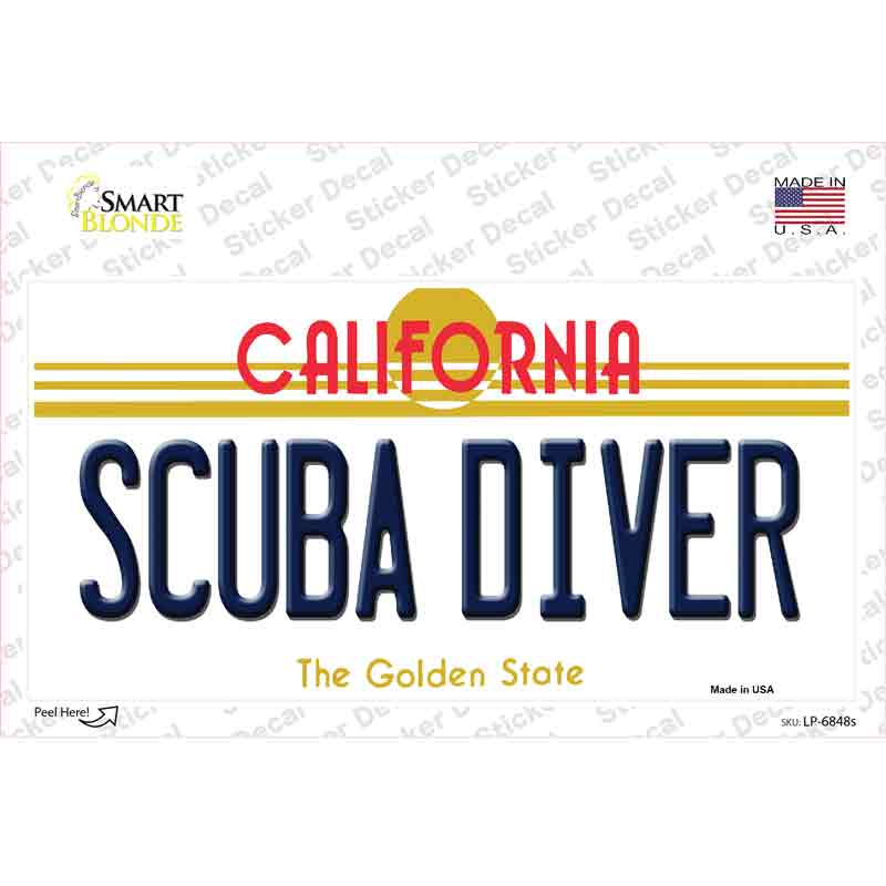 Scuba Diver California Novelty Sticker Decal Small