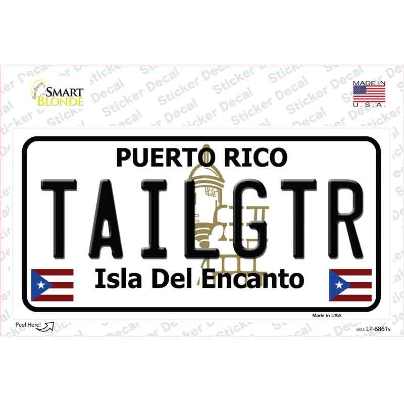 Tailgtr Puerto Rico Novelty Sticker Decal Small