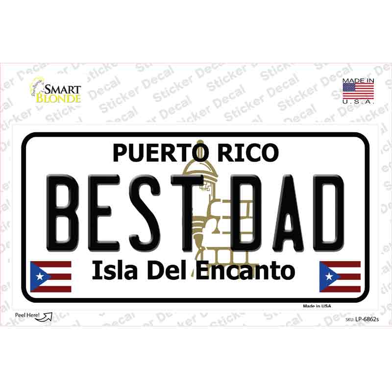 Best Dad Puerto Rico Novelty Sticker Decal Small