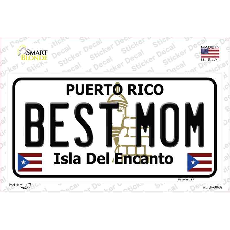 Best Mom Puerto Rico Novelty Sticker Decal Small