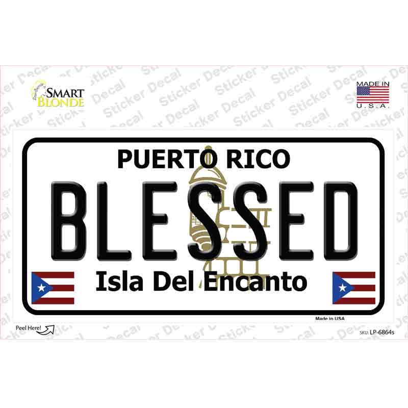 Blessed Puerto Rico Novelty Sticker Decal Small