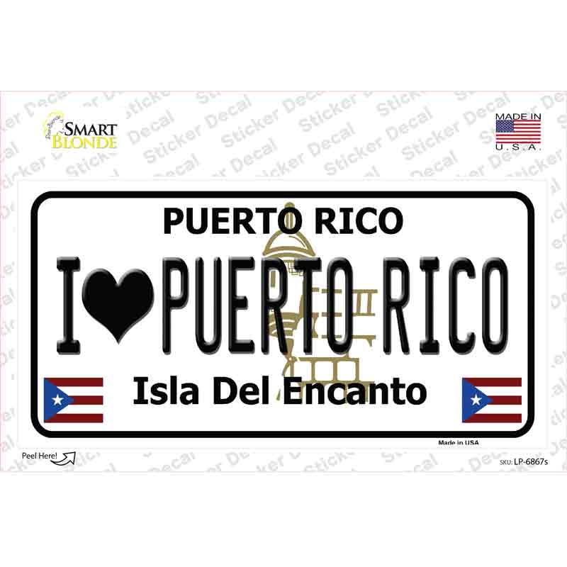 I love Puerto Rico Novelty Sticker Decal Small