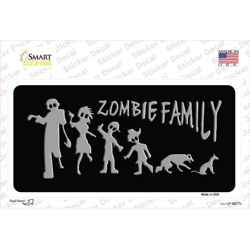 Zombie Family Black Novelty Sticker Decal Small