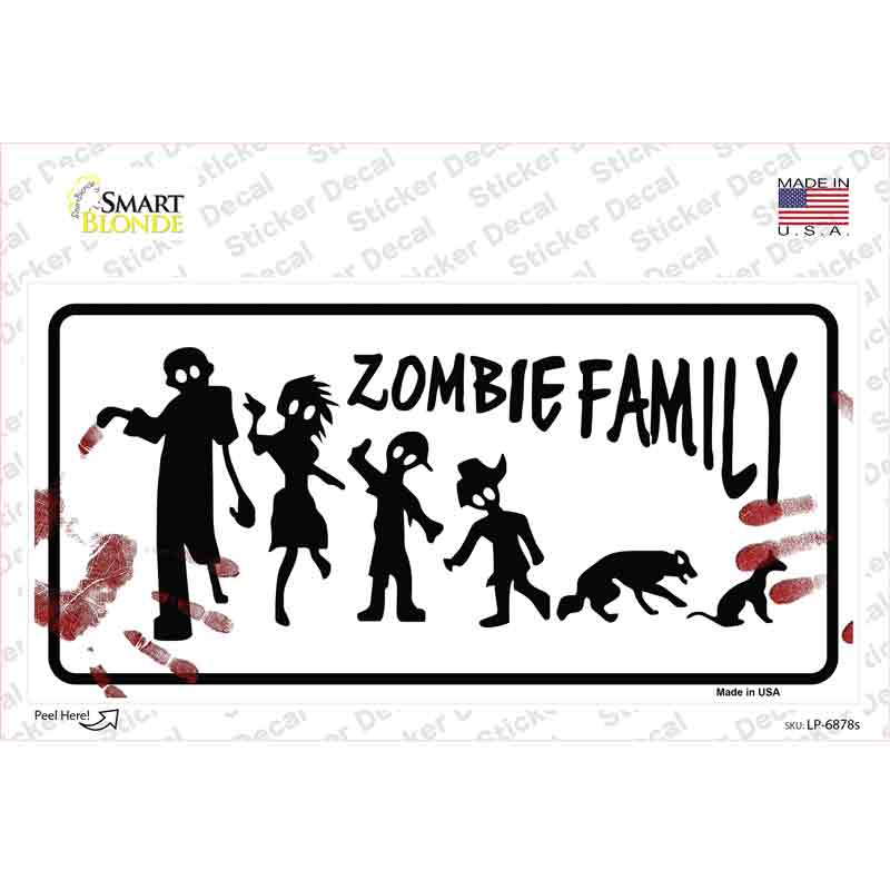 Zombie Family White Novelty Sticker Decal Small