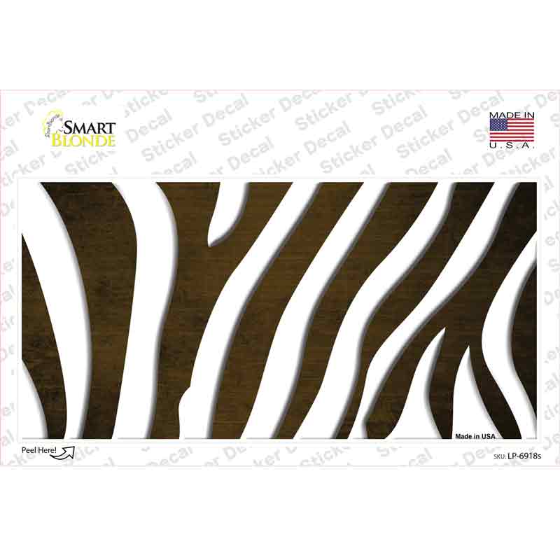 Brown White Zebra Oil Rubbed Novelty Sticker Decal