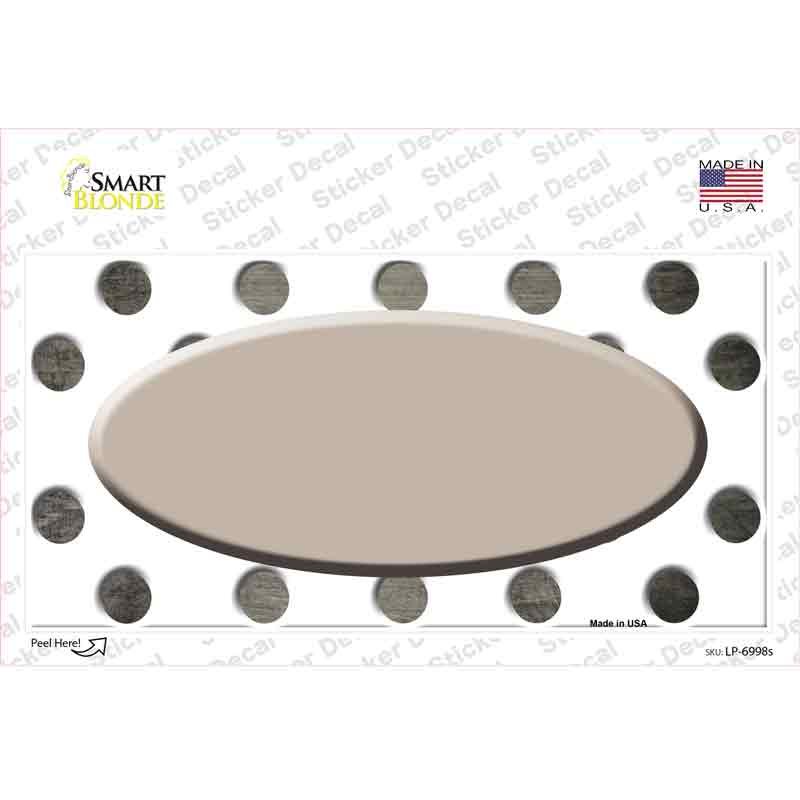 Tan White Dots Oval Oil Rubbed Novelty Sticker Decal