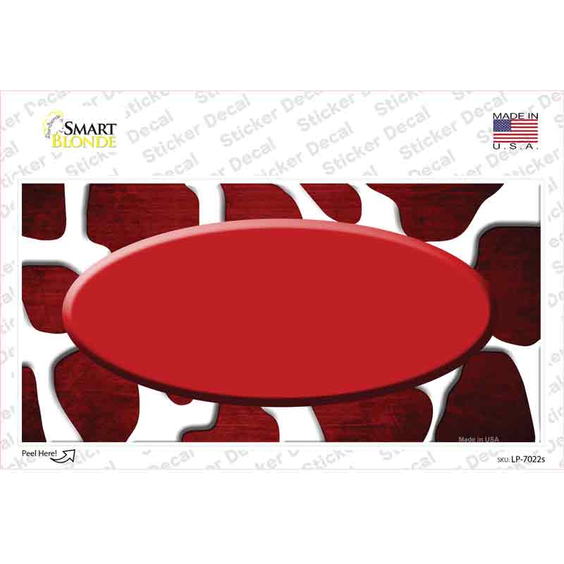 Red White Oval Giraffe Oil Rubbed Novelty Sticker Decal