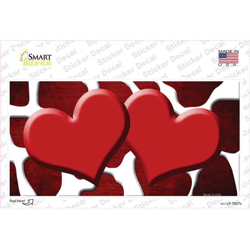 Red White Hearts Giraffe Oil Rubbed Novelty Sticker Decal
