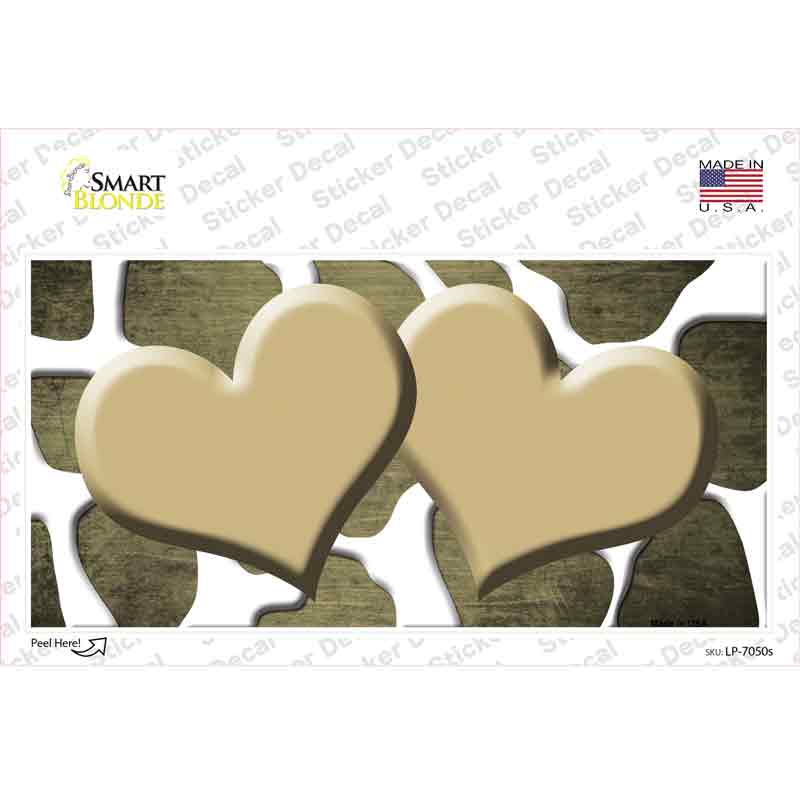 Gold White Hearts Giraffe Oil Rubbed Novelty Sticker Decal