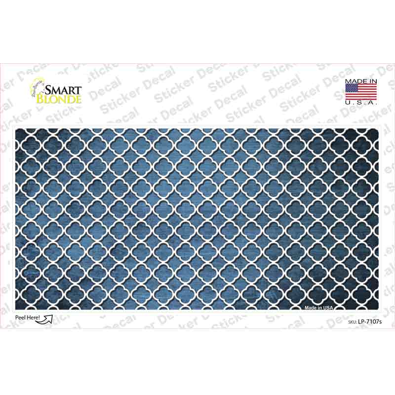 Light Blue White Quatrefoil Oil Rubbed Novelty Sticker Decal