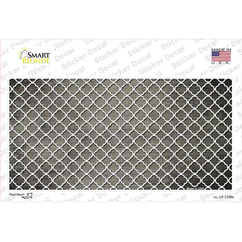 Tan White Quatrefoil Oil Rubbed Novelty Sticker Decal