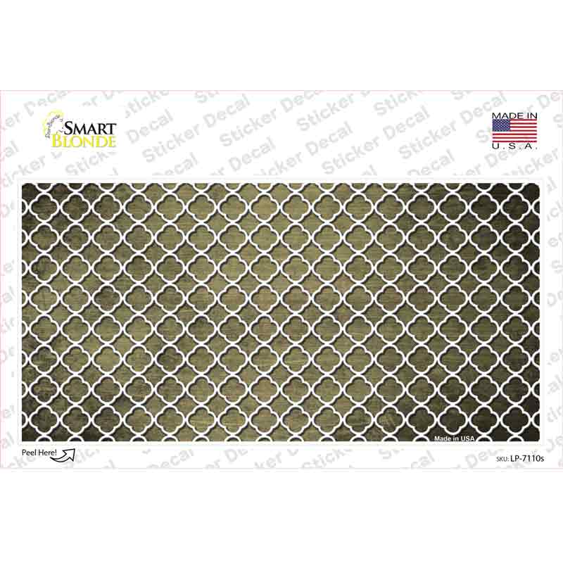 Gold White Quatrefoil Oil Rubbed Novelty Sticker Decal